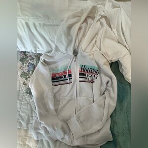 WHITE HOUSTON TEXAS ZIP UP HOODIE